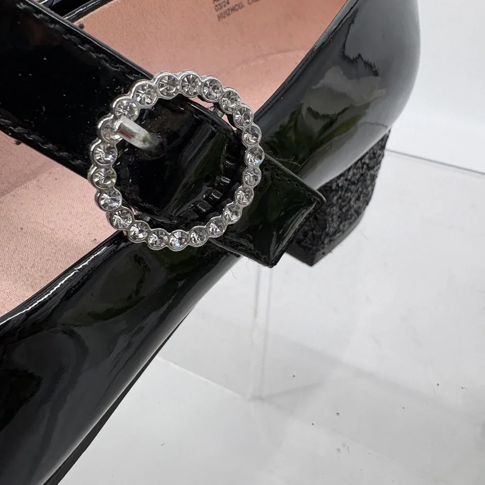 Kelly & Katie Bethany Mary Jane Rhinestone Embellished Patent Pump Black 6 Youth